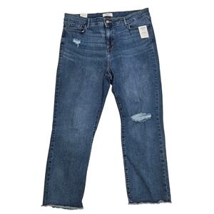 Denizen Levi's High Rise Ankle‎ Straight Jeans Distressed Denim